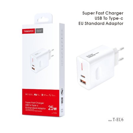 TRANYOO T-EU6 25W FAST ADAPTER