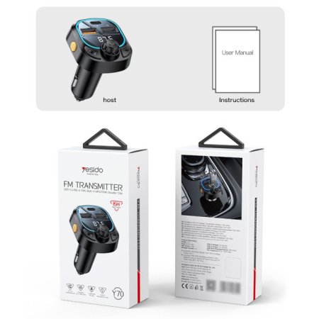 Y70 15W Fast Charging BT& FM Transmittor Car Charger