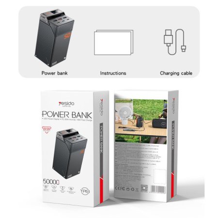 YP63 50000mAh 22.5W Fast Charging Large Screen Power Bank