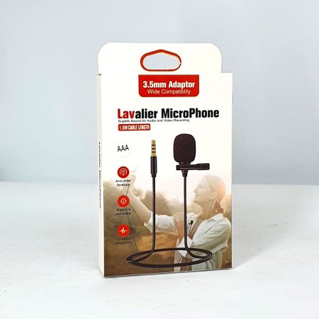 LAVALIER HSX-M01 MICROPHONE 3.5MM ADAPTOR WIDE COMPATIBLITY