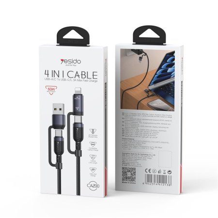 YESIDO CA200 4 in 1 Charging Cable <br> <span class='text-color-warm'>سيتوفر قريباً</span>