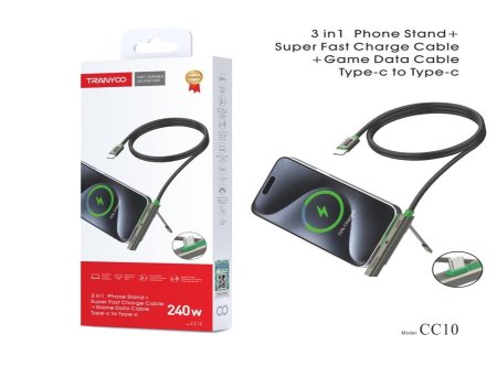 Tranyoo T-CC10 Fast Charging Cable 240W <br> <span class='text-color-warm'>سيتوفر قريباً</span>