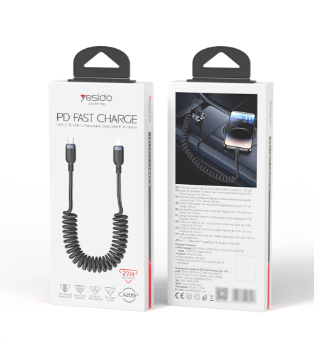 YESIDO CA205P Type-C to Lighting Spring Data Cable <br> <span class='text-color-warm'>سيتوفر قريباً</span>